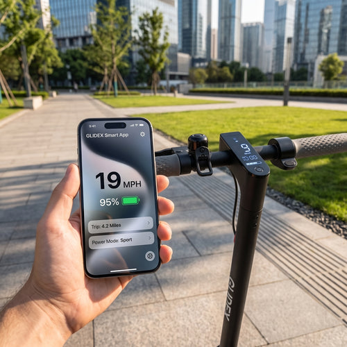 GLIDEX Urban Pro Electric Scooter - 350W High-Power Motor, 19MPH Max Speed | Smart App Control & 3s Fast Folding