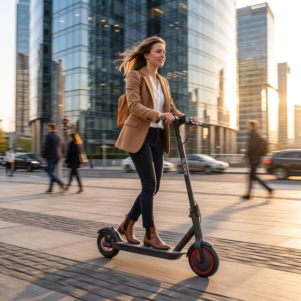 GLIDEX Urban Pro Electric Scooter - 350W High-Power Motor, 19MPH Max Speed | Smart App Control & 3s Fast Folding