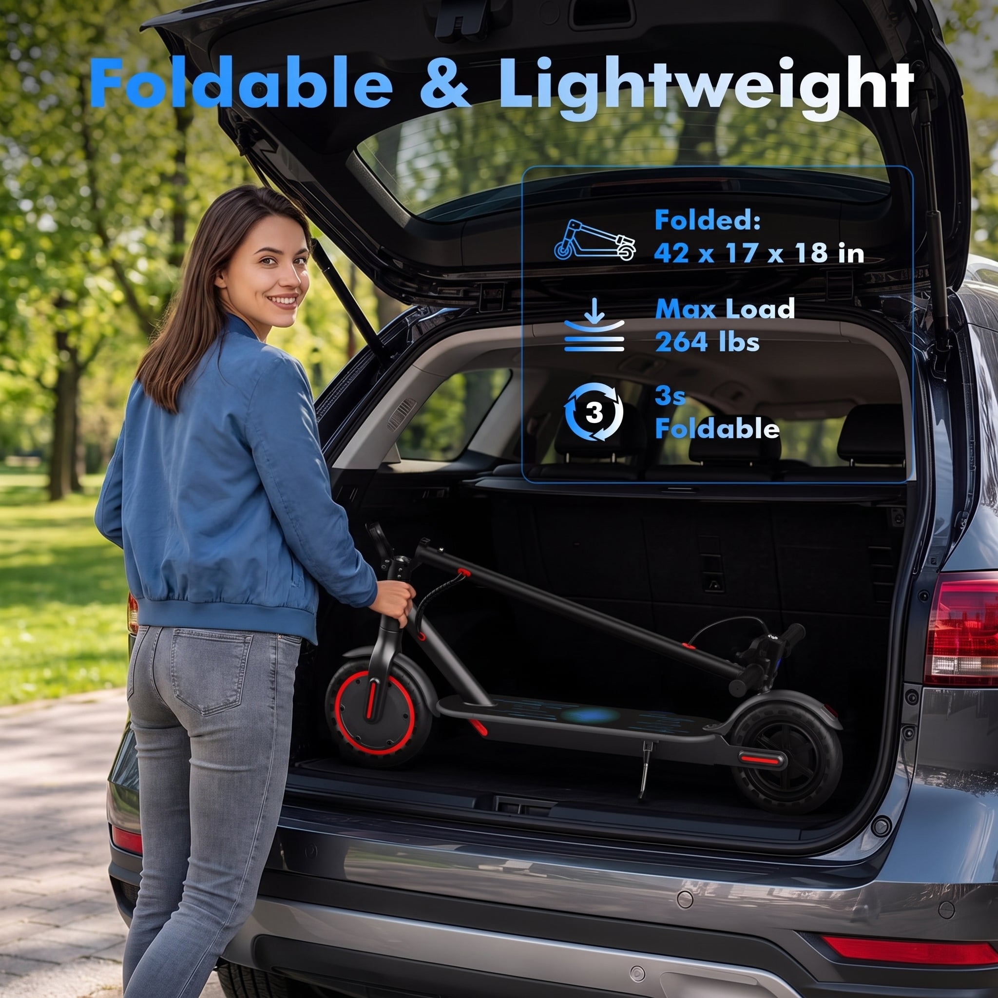 GLIDEX Urban Pro Electric Scooter - 350W High-Power Motor, 19MPH Max Speed | Smart App Control & 3s Fast Folding